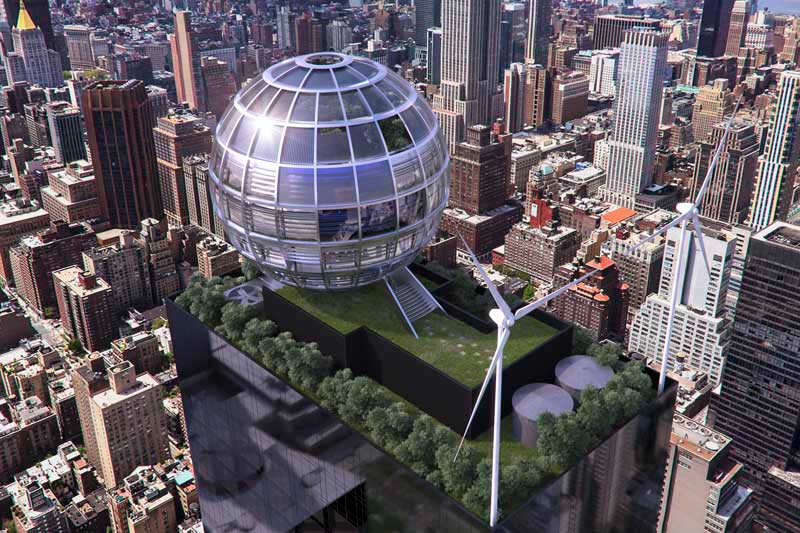 DISCO BALL Eco House. Trump Tower. Manhattan. USA