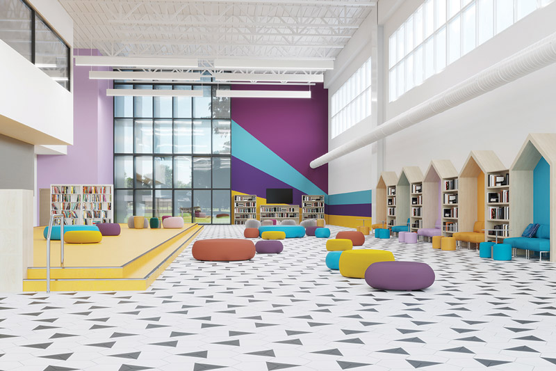 Educational Library custom floors satins LR